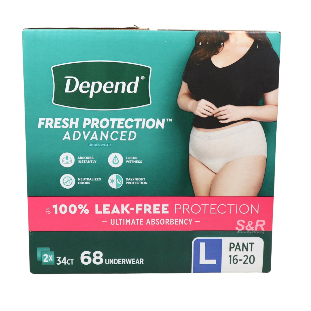 Depend Leak-Free L Adult Female Underwear 68s